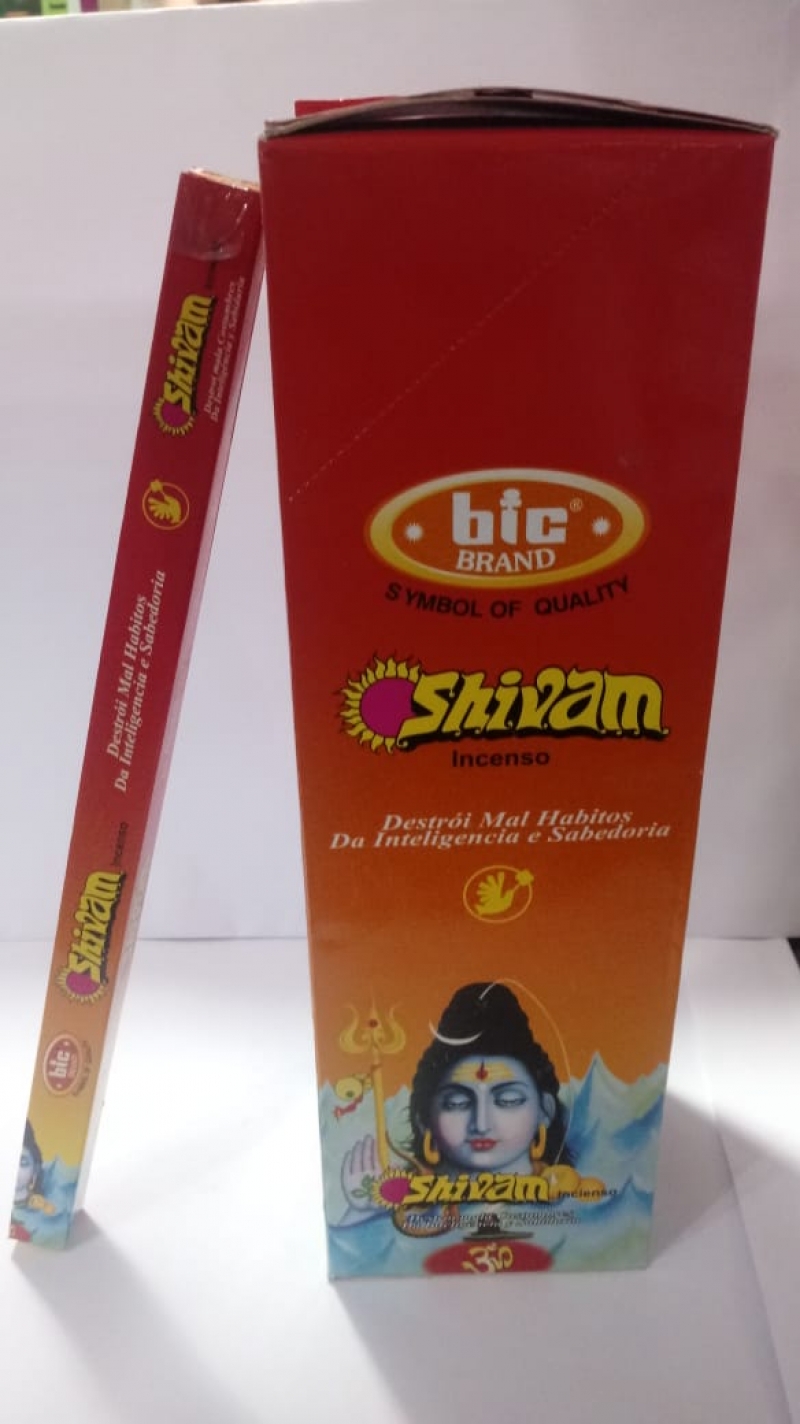 imagem INCENSO BIC BRAND - SHIVAM - Destrói maus hábitos, dá inteligência e sabedoria. Caixinha c/8 varetas cada e/ou Caixa grande contendo 25 caixinhas 