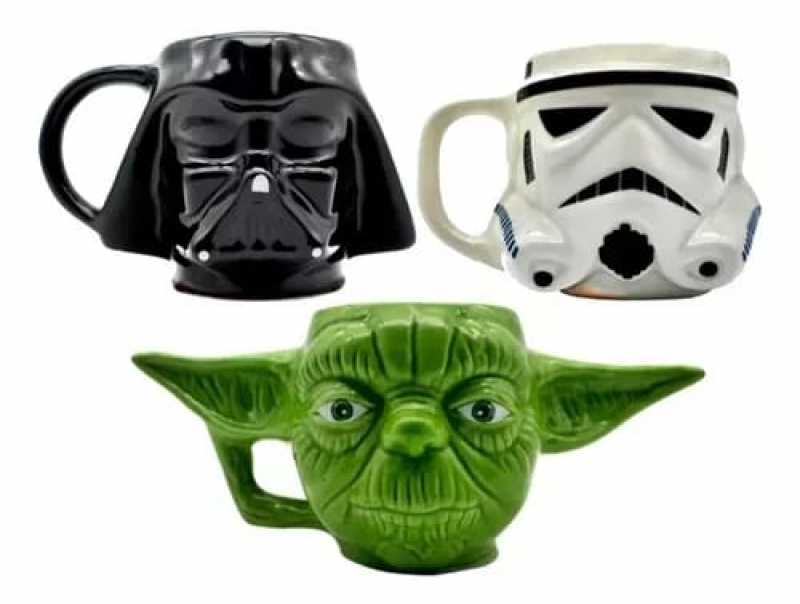 imagem Kit com as 3 Canecas 3d Coleção Star Wars Darth Vader Yoda Storm