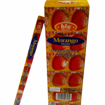 imagem INCENSO BIC BRAND - Morango - Sensualidade, atração e prestígio. Caixinha com 8 varetas em cada e Caixa Grande contendo 25 caixinhas. 