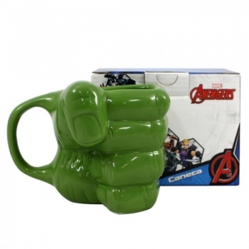 imagem Caneca 3d Formato mão Hulk 350ml