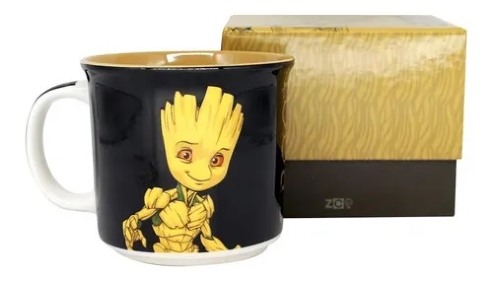 imagem Caneca Tom Groot Guardiões Galaxia Avengers Marvel Comics